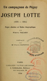 Un compagnon du Péguy by Joseph Lotte