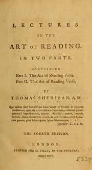 Cover of: Lectures on the art of reading by Thomas Sheridan, Thomas Sheridan