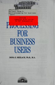 Cover of: Word processing for business users