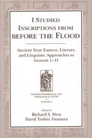 Cover of: I studied inscriptions from before the flood by edited by Richard S. Hess and David Toshio Tsumura.