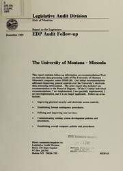 Cover of: The University of Montana - Missoula: EDP audit follow-up