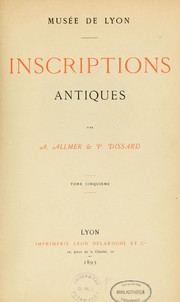 Cover of: Inscriptions antiques by Auguste Allmer