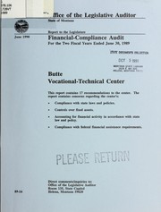 Cover of: Butte Vocational-Technical Center, financial-compliance audit for the two fiscal years ended June 30, 1989