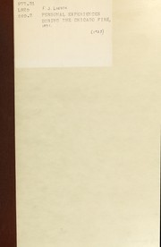 Cover of: Personal experiences during the Chicago fire, 1871: by Frank J. Loesch ...