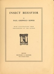 Cover of: Insect behavior by Paul Griswold Howes