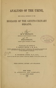Cover of: Analysis of the urine: with special reference to the diseases of the genito-urinary organs