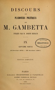 Cover of: Discours et plaidoyers politiques de M. Gambetta