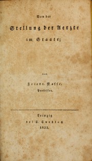 Cover of: Von der Stellung der Aerzte im Staate