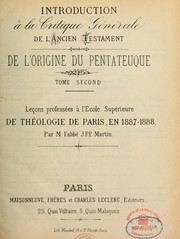 Cover of: Introduction à la critique de l'A.T. by Martin, Jean-Pierre-Paulin ptre