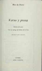 Cover of: Verso y prosa