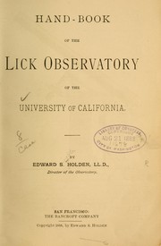 Cover of: Hand-book of the Lick observatory of the University of California by Edward Singleton Holden