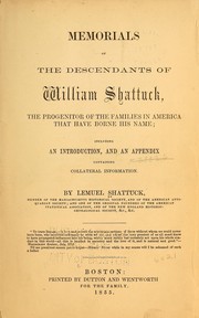 Cover of: Memorials of the descendants of William Shattuck by Lemuel Shattuck