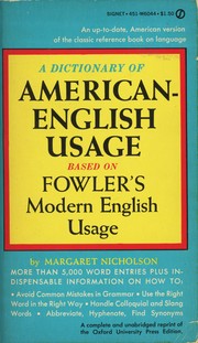 Cover of: A dictionary of American-English Usage: Based on Fowler's Modern English Usage