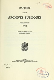 Cover of: Rapport sur les Archives publiques