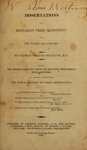 Cover of: Three dissertations on Boylston prize questions for the years 1806 and 1807.