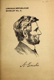 Cover of: Lincoln Republican booklet by Lincoln Republican League, Lincoln Republican League