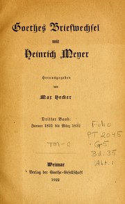 Cover of: Goethes briefwechsel mit Heinrich Meyer
