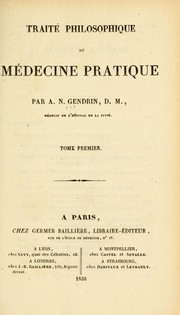 Cover of: Traité philosophique de médecine pratique