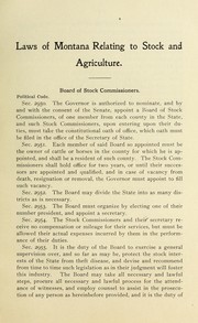 Cover of: Laws of Montana relating to stock and agriculture