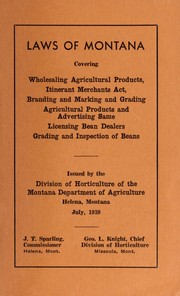 Cover of: Laws of Montana by Montana. Division of Horticulture