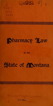 Cover of: Pharmacy law of the state of Montana