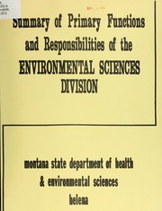 Cover of: Summary of primary functions and responsibilities of the Environmental Sciences Division