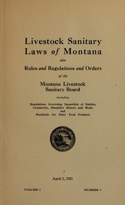 Cover of: Livestock sanitary laws of Montana | Montana