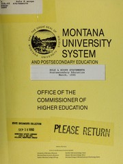 Cover of: Role & scope statements: postsecondary education