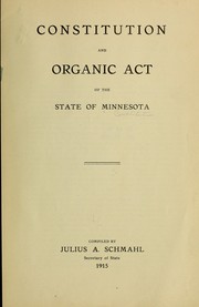 Cover of: Constitution and organic act of the State of Minnesota.