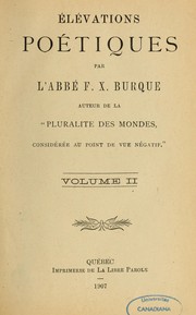 Élévations poétiques by François Xavier Burque