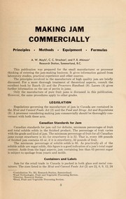 Cover of: MAKING JAM COMMERCIALLY: PRINCIPLES, METHODS, EQUIPMENT, FORMULAS