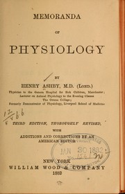 Cover of: Memoranda of physiology by Ashby, Henry