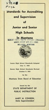 Cover of: Standards for accrediting and supervision of junior and senior high schools in Montana