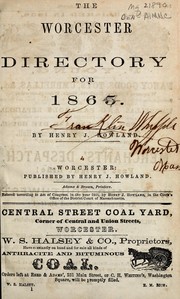 Cover of: The Worcester directory for 1865 by Henry J. Howland