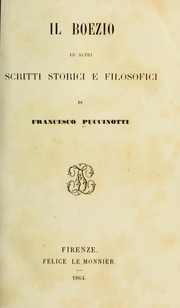 Cover of: Il Boezio :  ed altri scritti storico e filosopfici