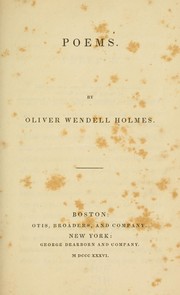 Cover of: Poems by Oliver Wendell Holmes, Sr.