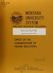 Cover of: Transition in higher education, July 1, 1973-July 1, 1976, Montana University System