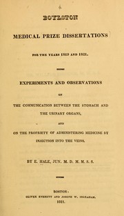 Cover of: Boylston medical prize dissertations for the years 1819 and 1821