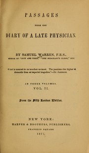 Cover of Passages from the diary of a late physician by Samuel Warren