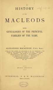 Cover of: History of the Macleods with genealogies of the principal families of the name.