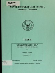 Cover of: Analysis of disputes relative to Department of the Navy (DON) service and support contracts