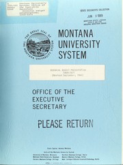 Cover of: Biennial budget presentation, 1969-1971 by Montana University System. Office of the Executive Secretary