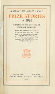 Cover of: O. Henry memorial award prize stories of 1920