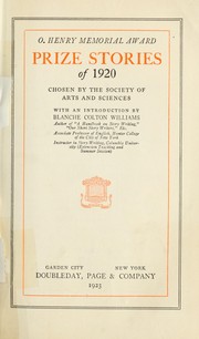 Cover of: O. Henry memorial award prize stories of 1920 by Blanche Colton Williams