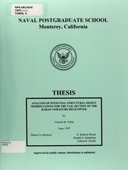 Cover of: Analysis of potential structural design modifications for the tail section of the RAH-66 Comanche Helicopter