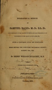 Cover of: A biographical memoir of Samuel Bard