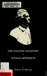 Cover of: The English ancestry of Thomas Jefferson by Dabney N. McLean