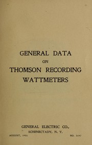 General data on Thomson recording wattmeters by General Electric Company.