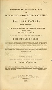 Cover of: A descriptive and historical account of hydraulic and other machines for raising water