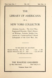 Cover of: The library of Americana of a New York collector by Walpole Galleries (New York, N.Y.)